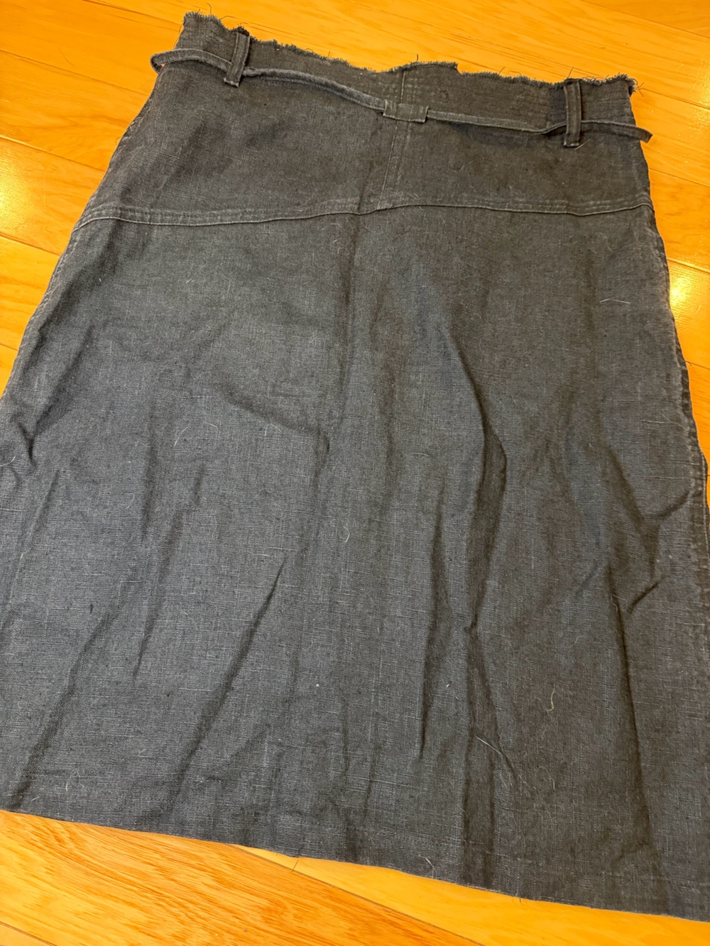 Embroidered Navy A-Line Midi Skirt with Drawstring Waist - Picture 8 of 12